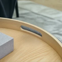 HOMCOM Storage Ottoman with Storage Compartment, Round, Footrest, Cord Fabric, MDf, Gray(m-5)