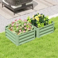 Outsunny Set of Two 60 x 60cm Steel Planter Boxes - Light Green(m-8)
