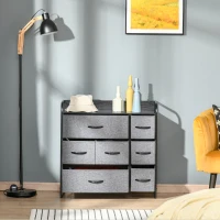 HOMCOM Chest of Drawers with 7 Foldable Drawers, 3-Tier Fabric Bedroom Dresser, Clothes Storage Unit for Bedroom, Living Room, Grey(m-4)