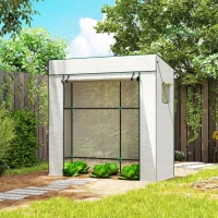 Outsunny PE Cover Walk-in Outdoor Greenhouse, White(m-8)