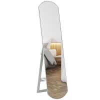 HOMCOM Arched full-length mirror 35 x 150 cm with shelf, wall-mount or freestanding for bathroom, bedroom, white(m-6)