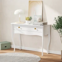HOMCOM Vanity with Large Drawer and Cabriole Legs, Vanity Desk for Bedroom, 100 x 40 x 74 cm, White(m-4)