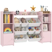 AIYAPLAY Children's storage shelf, shelf for toys and books, for tidy organizing, 8 removable bins, Pink(m-6)