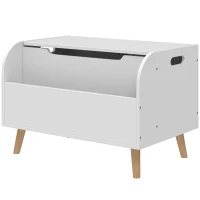 AIYAPLAY Coffre à jouet enfant, coffre de rangement enfant, couvercle rabattable et compartiment ouvert, 60x40x43cm, blanc(m-1)
