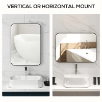 HOMCOM 70 x 50cm Curved Bathroom Mirror - Black(m-4)