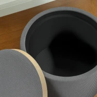 HOMCOM Storage Ottoman with Storage Compartment, Round, Footrest, Cord Fabric, MDf, Gray(m-4)