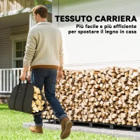 Outsunny Legnaia da 0.8m³ Regolabile con Telo Impermeabile e Catene in Acciaio, 235x31x116 cm, Nero(m-4)