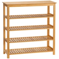 HOMCOM 5-Tier Shoe Rack, Bamboo Slatted Shoe Rack with 4 Slatted Shelves, 80x29x82cm, Natural Wood Effect(m-6)