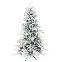 HOMCOM 180 cm Snow-Flocked Artificial Christmas Tree, Christmas Tree with 1,815 Branches, Foldable Metal Stand, Green