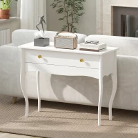 HOMCOM Vanity with Large Drawer and Cabriole Legs, Vanity Desk for Bedroom, 100 x 40 x 74 cm, White(m-5)