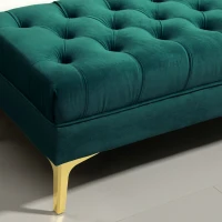 HOMCOM Tufted end-of-bed bench classic chic style dim. 118L x 45l x 42H cm gold metal legs green velvet(m-5)