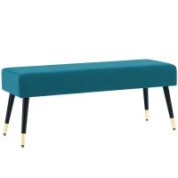 HOMCOM End-of-Bed velvet upholstered bench with metal legs, for bedroom dining room living room hallway, green(m-1)