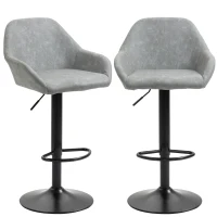 HOMCOM Set of 2 bar stools with backrest and footrest, height-adjustable and 360° swivel, gray(m-6)