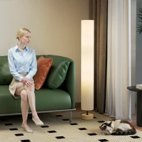 HOMCOM Lampadaire sur pied de salon avec abat-jour en lin, interrupteur à pied, 2 x douille E27, 120 cm, gris(m-10)