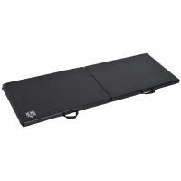HOMCOM Foldable gymnastics yoga pilates fitness mat portable high comfort 180L x 60l x 5H cm synthetic cover black(m-7)