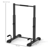 SPORTNOW Dip Station, Push-up Stand, 93-117 cm Height-Adjustable, 540 kg Load Capacity, Full-Body Training, Black(m-3)
