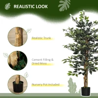 HOMCOM 4.5ft Ficus Artificial Plant with Realistic Leaves, Potted Fake Tree for Home Office Indoor Decor, Green(m-5)