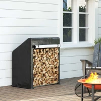 Outsunny Portalegna da Esterno in Acciaio Rinforzato con Copertura Impermeabile, 100x60x110 cm, Nero(m-9)