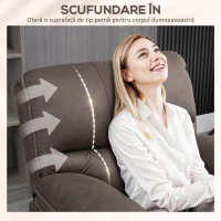 HOMCOM Fotoliu Relax cu inclinare manuala si suport pentru picioare, husa din microfibra si captuseala suplimentara, 97x90x96cm, maro(m-5)