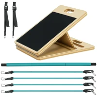 SPORTNOW Pilates Bar and Resistance Bands Set with Adjustable Incline Board, Blue Training Equipment(m-6)