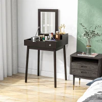 HOMCOM Dressing Table with Flip-up Mirror, Makeup Desk with 2 Drawers and Pine Wood Legs, Vanity Table Writing Desk for Bedroom Living Room, Black(m-7)