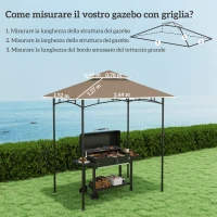 Outsunny Copertura per Gazebo da Giardino per Barbecue 1.52x2.44 m a 2 Livelli in Poliestere 160gsm Cachi(m-3)