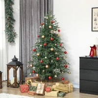 HOMCOM 6 ft Full Spruce Christmas Tree with Realistic Dense Tips, Easy Assembly - Green(m-2)