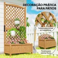 Outsunny Floreira de Jardim com Treliça Caixa de Plantio com Suporte para Plantas Trepadeiras 90x45x180cm Madeira(m-4)