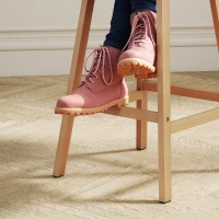 HOMCOM Scandinavian-style Bar Stools - Set of 2 Bar Stools with Footrest - Pine Wood Polyester Linen-Look Grey(m-4)