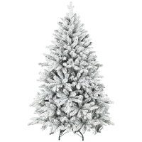 HOMCOM 150 cm Snow-Flocked Artificial Christmas Tree, 768 Branches, Foldable Metal Stand, Green