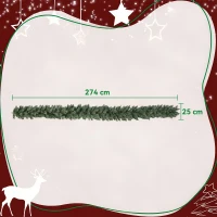 HOMCOM 2.7 m Artificial Christmas Garland Decoration with 216 Tips, Fir Garland for Stairs & Fireplace, Green(m-3)