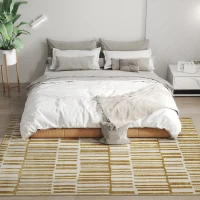 HOMCOM Tapis salon 200 x 140 cm poils courts lavable en machine hypoallergénique pour salon, chambre à coucher, bureau, jaune(m-10)