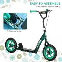 AIYAPLAY Kids Scooter with Adjustable Handlebar, Children's Kick Scooter with Non-slip Footplate, Rear Brake, Kickstand, Green(m-5)