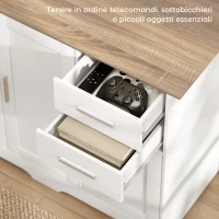 HOMCOM Credenza Moderna in Legno con 2 Cassetti e 2 Armadietti, 100x40x78 cm, Bianco e color Legno(m-5)