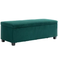 HOMCOM Corduroy End-of-Bed Storage Bench with Lid, for Living Room, Bedroom, Entryway, 112 x 42 x 40 cm, green(m-1)