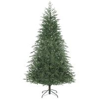 HOMCOM Albero di Natale Artificiale da 210 cm e Ignifugo con 2942 Rami Realistici, Base in Metallo Pieghevole