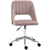 Vinsetto Contemporary design swivel office chair 360° ergonomic grooved ventilated back height-adjustable velvet upholstery 49 x 60 x 91 cm pink(m-7)