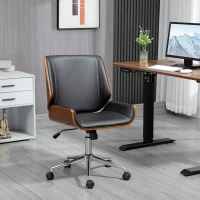 Vinsetto Vintage design office chair height adjustable 360° swivel chrome base 51 x 65.5 x 86-96 cm gray(m-2)