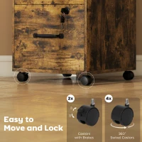 HOMCOM Three Drawer Wood-Effect Filing Cabinet - Rustic Brown(m-8)