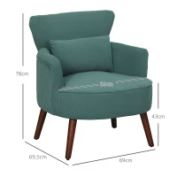 HOMCOM Modern armchair, Padded accent chair with lumbar cushion, Rubberwood legs, Dark green(m-3)