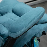 Vinsetto Fauteuil de bureau massant et chauffant, chaise de bureau, chaise ergonomique avec hauteur réglable, dossier inclinable et télécommande filaire, pivotant à 360° tissu en polyester bleu(m-11)