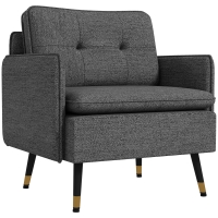 HOMCOM Scandinavian armchair tufted back with piping in fabric 76 x 68 x 80 cm gray with black and gold metal legs