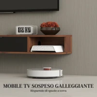 HOMCOM Mobile Porta TV fino 50" Sospeso con Cassetto, 2 Ripiani Aperti e Foro Passacavi, 120x24x16 cm, Noce(m-4)