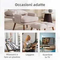 Poltrona lounge con Poggiapiedi, Schienale Regolabile su 10 Livelli e Tasca Laterale, Bianco(m-6)