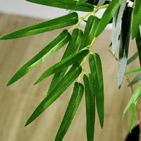 Outsunny Bamboo Artificial XXL 1.15 m Faux Tree 730 Dense Realistic Leaves Pot Included Black Green(m-5)