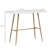 HOMCOM Rectangular bar table for 4 people wood-effect steel legs easy assembly 120 x 60 x 98 cm white(m-3)