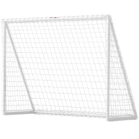 SPORTNOW Football Goal with Net PVC Poles and Ground Stakes Quick Assembly 2.4 x 1.8 m White(m-7)