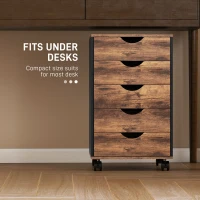 HOMCOM Five-Drawer Filing Cabinet - Rustic Brown(m-6)