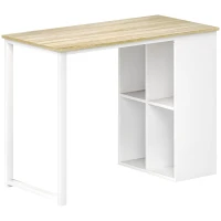 HOMCOM Compact Computer Desk, Modern Desk with Storage Compartments, for Small Spaces, 100 x 54 x 75 cm, White(m-1)