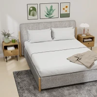 HOMCOM Narrow bedside table side table open compartment and 1 drawer steel legs 40 x 36 x 50 cm, oak effect(m-2)